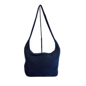 THE SAK Navy Hand Crochet Hobo Shoulder Bag Woven Boho Preppy Casual Slouchy